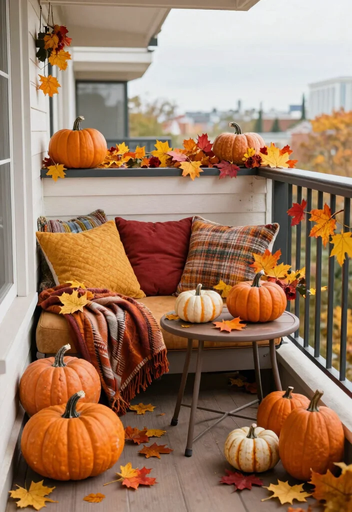 15 Balcony Garden Decor Ideas With Fresh Green Charm - 11. Seasonal Decor Touches 1