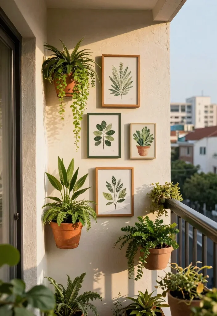 15 Balcony Garden Decor Ideas With Fresh Green Charm - 8. Creative Wall Art 1