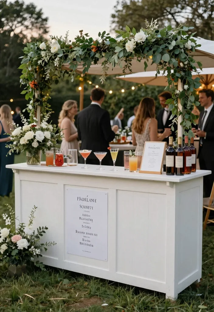 15 Classy Backyard Wedding Ideas With Elegant Details - 11. Stylish Bar Stations 1