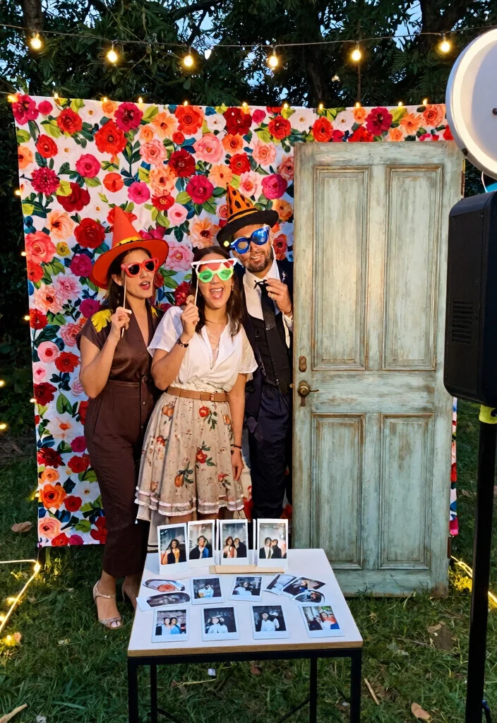 15 Classy Backyard Wedding Ideas With Elegant Details - 12. Artsy Photo Booths 1