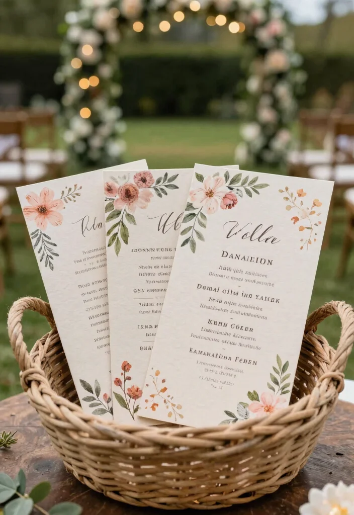 15 Classy Backyard Wedding Ideas With Elegant Details - 13. Customized Ceremony Programs 1