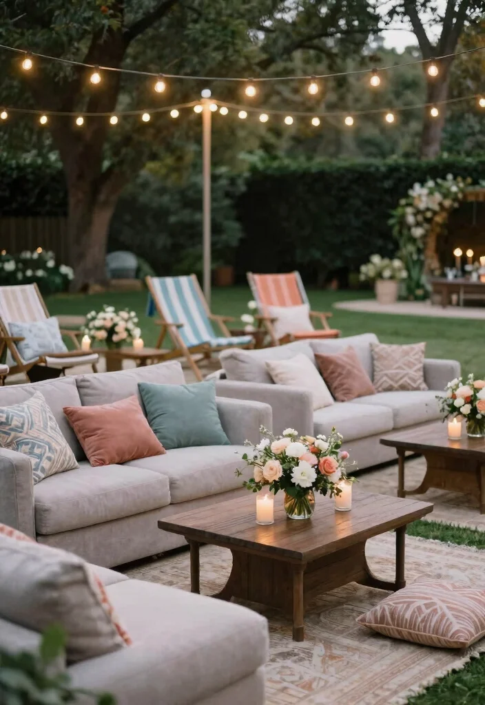 15 Classy Backyard Wedding Ideas With Elegant Details - 15. Beautiful Outdoor Lounge Areas 1