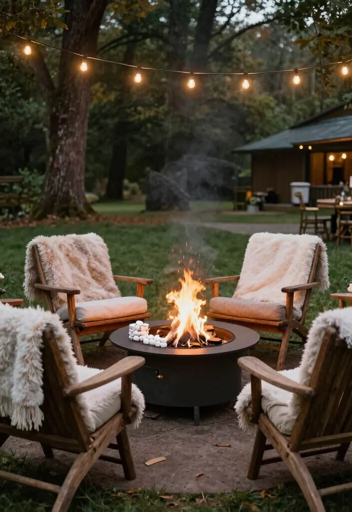 15 Classy Backyard Wedding Ideas With Elegant Details - 5. Intimate Fire Pit Area 1