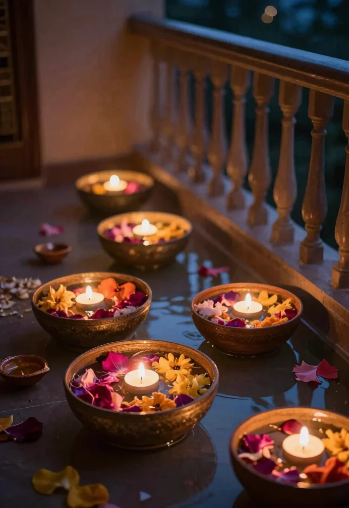 15 Diwali Lighting Ideas for Balcony That Sparkle Bright - 11. Floating Lights in Water 1