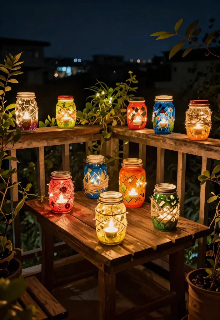 15 Diwali Lighting Ideas for Balcony That Sparkle Bright - 4. Recycled Jar Lanterns 1