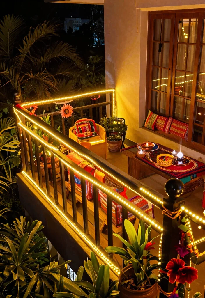 15 Diwali Lighting Ideas for Balcony That Sparkle Bright - 6. LED Strip Lights 1