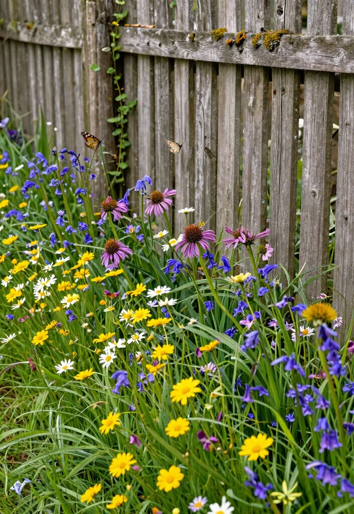 15 Fence Line Landscaping Ideas With Beautiful Borders - 1. Wildflower Meadow Border 1