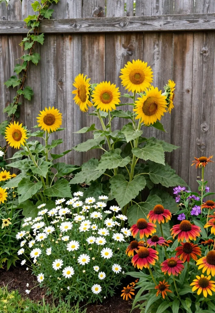 15 Fence Line Landscaping Ideas With Beautiful Borders - 6. Perennial Flower Border 1