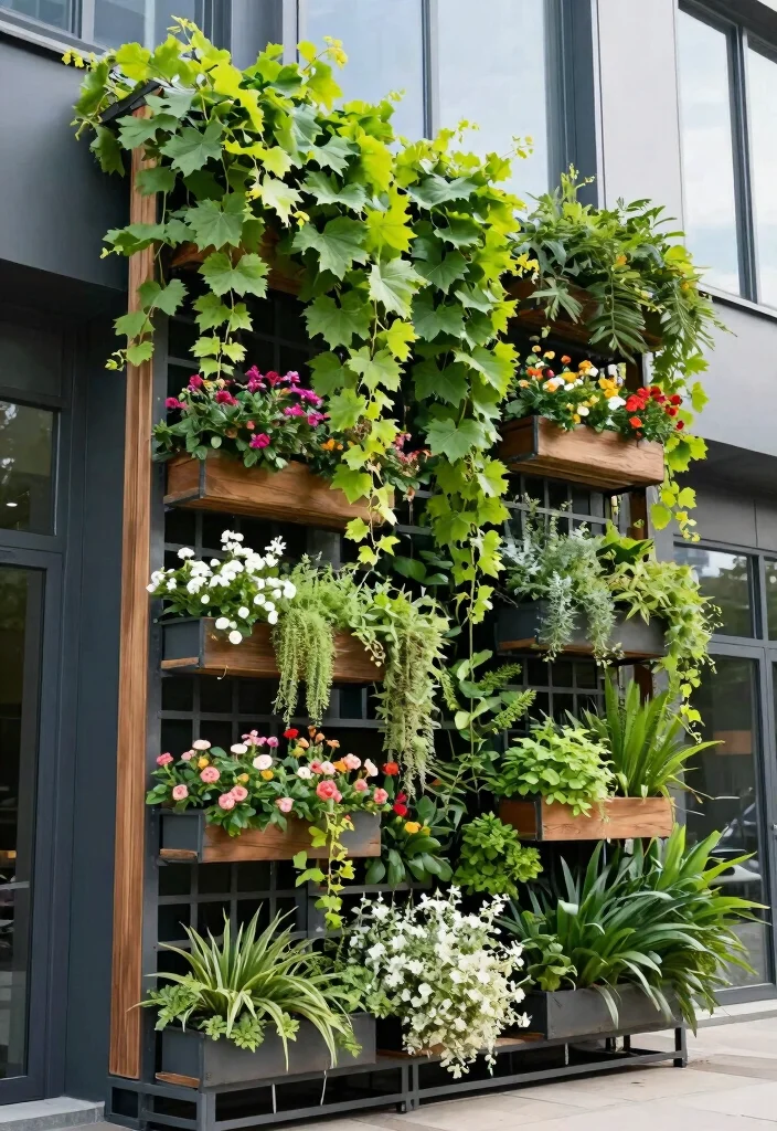 15 Grape Vine Trellis Ideas for a Charming Garden - 11. Vertical Garden Wall Trellis 1