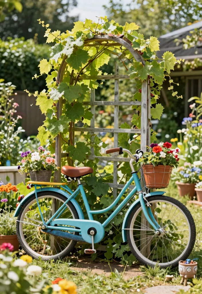 15 Grape Vine Trellis Ideas for a Charming Garden - 13. Upcycled Trellis Ideas 1