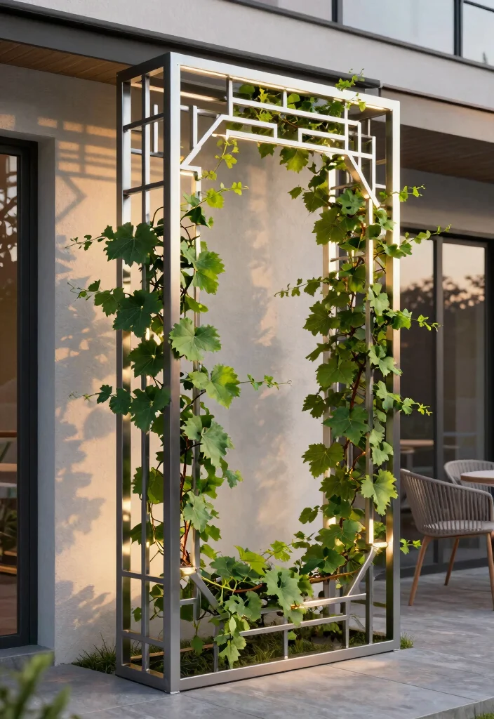 15 Grape Vine Trellis Ideas for a Charming Garden - 2. Modern Metal Trellis 1