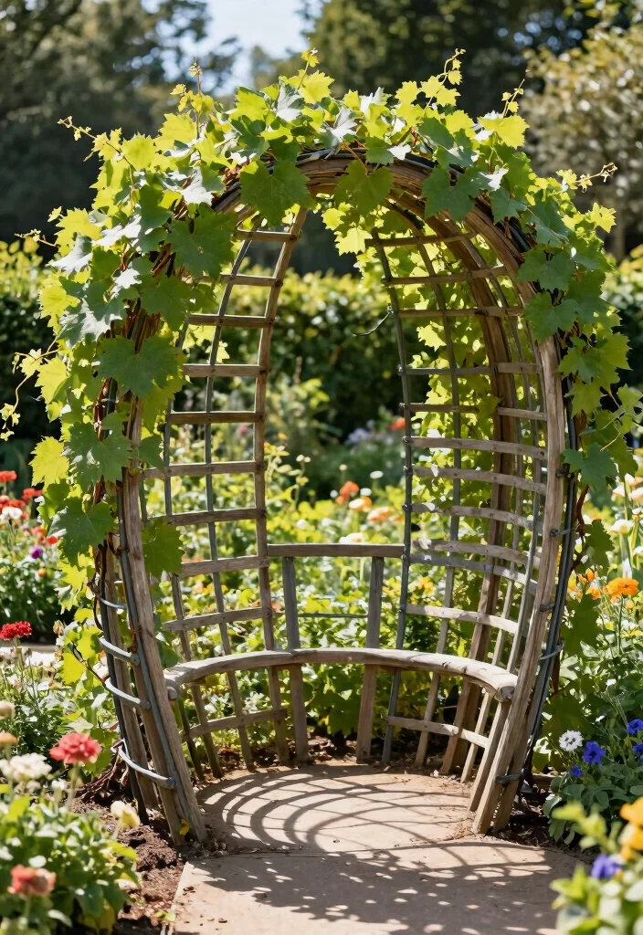 15 Grape Vine Trellis Ideas for a Charming Garden - 6. Circular Trellis 1