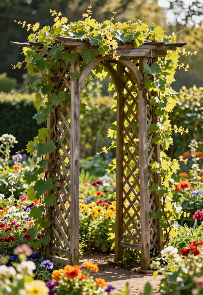 15 Grape Vine Trellis Ideas for a Charming Garden - 7. Lattice Trellis 1