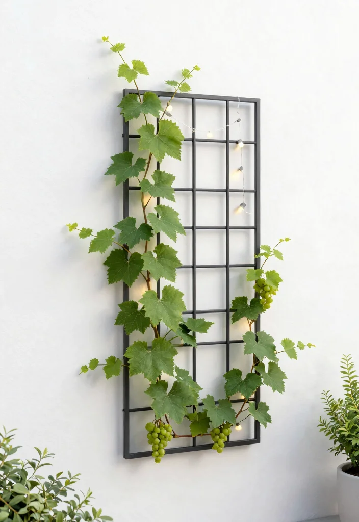 15 Grape Vine Trellis Ideas for a Charming Garden - 8. Metal Grate Trellis 1
