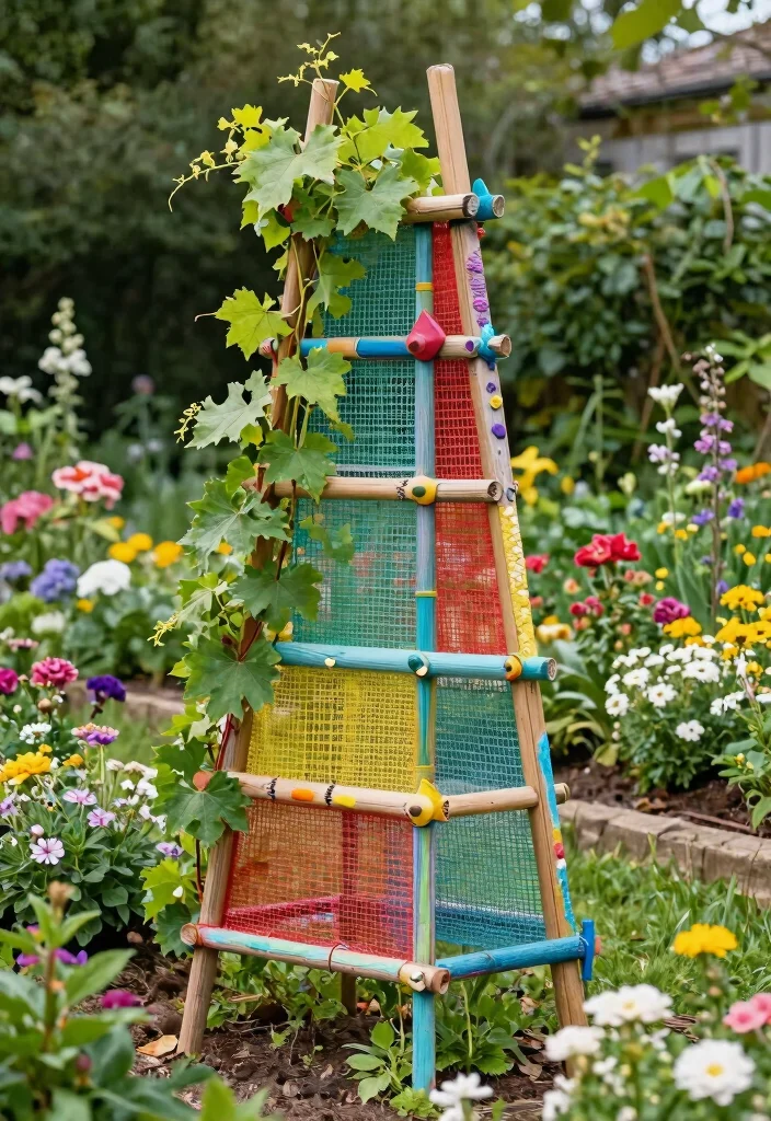 15 Grape Vine Trellis Ideas for a Charming Garden - 9. Creative DIY Trellis 1