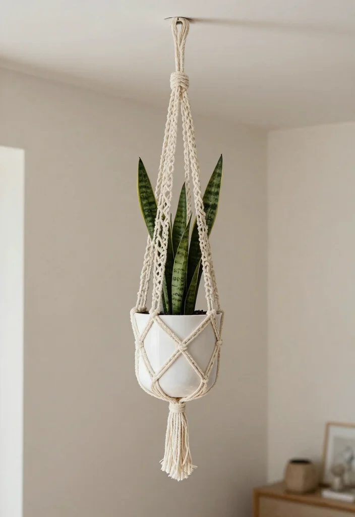 15 Macrame Hanging Planter Ideas With Boho Charm - 1. Modern Minimalist Macrame Planter 1