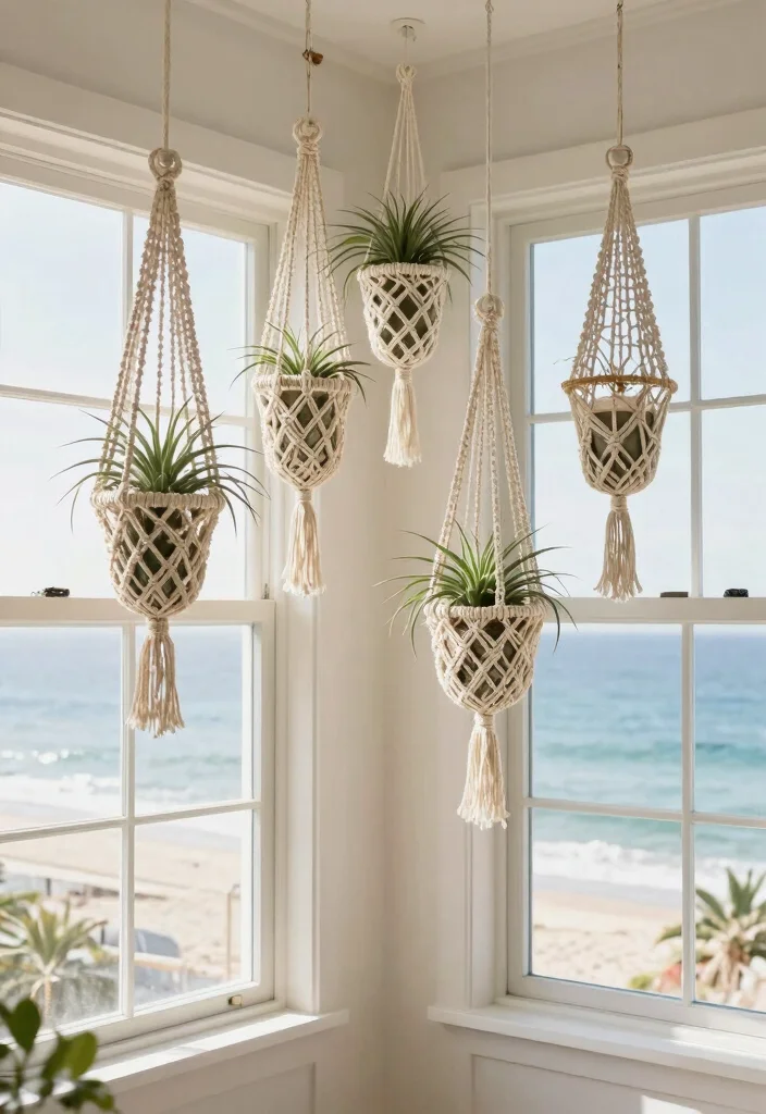 15 Macrame Hanging Planter Ideas With Boho Charm - 11. Coastal Macrame Planters 1