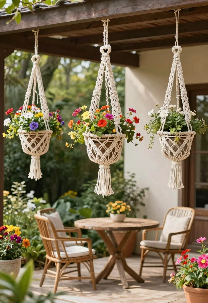 15 Macrame Hanging Planter Ideas With Boho Charm - 12. Macrame Plant Hangers for Outdoor Spaces 1