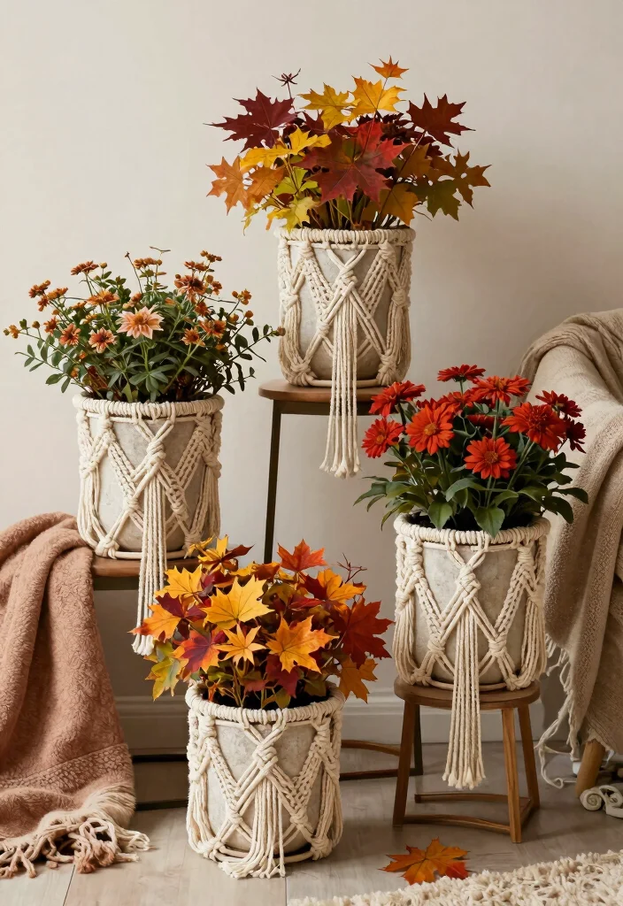 15 Macrame Hanging Planter Ideas With Boho Charm - 13. Seasonal Macrame Decor 1