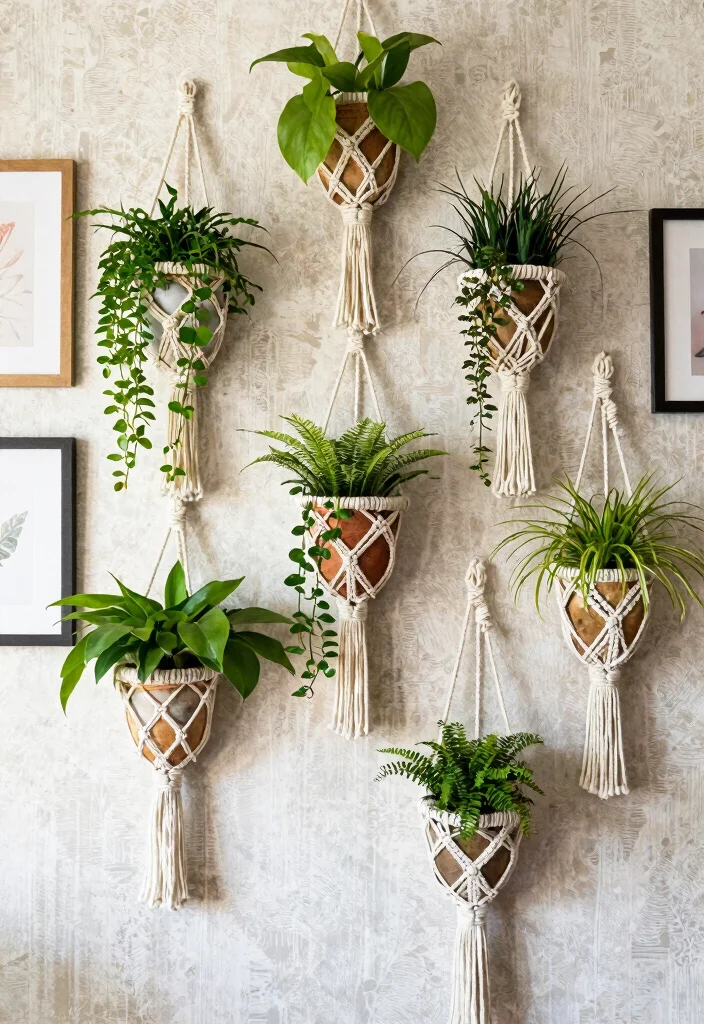 15 Macrame Hanging Planter Ideas With Boho Charm - 9. Bohemian Wall-Mounted Macrame Planters 1