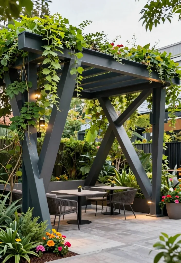 15 Metal Pergola Steel Ideas With Modern Edge - 1. Geometric Marvels 1