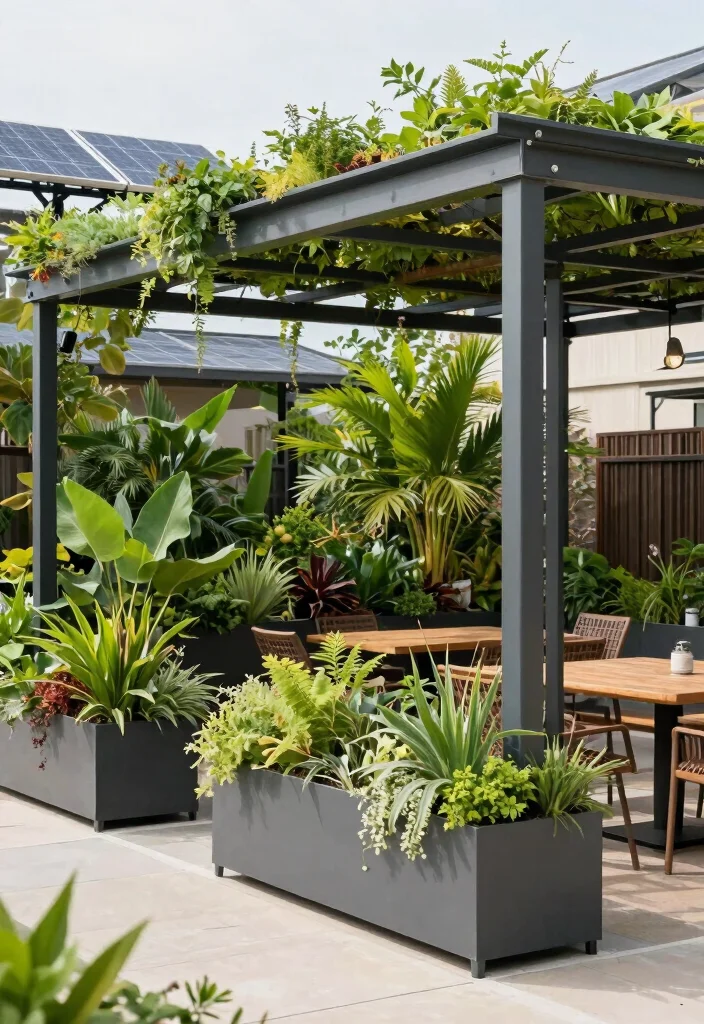 15 Metal Pergola Steel Ideas With Modern Edge - 11. Eco-Friendly Features 1