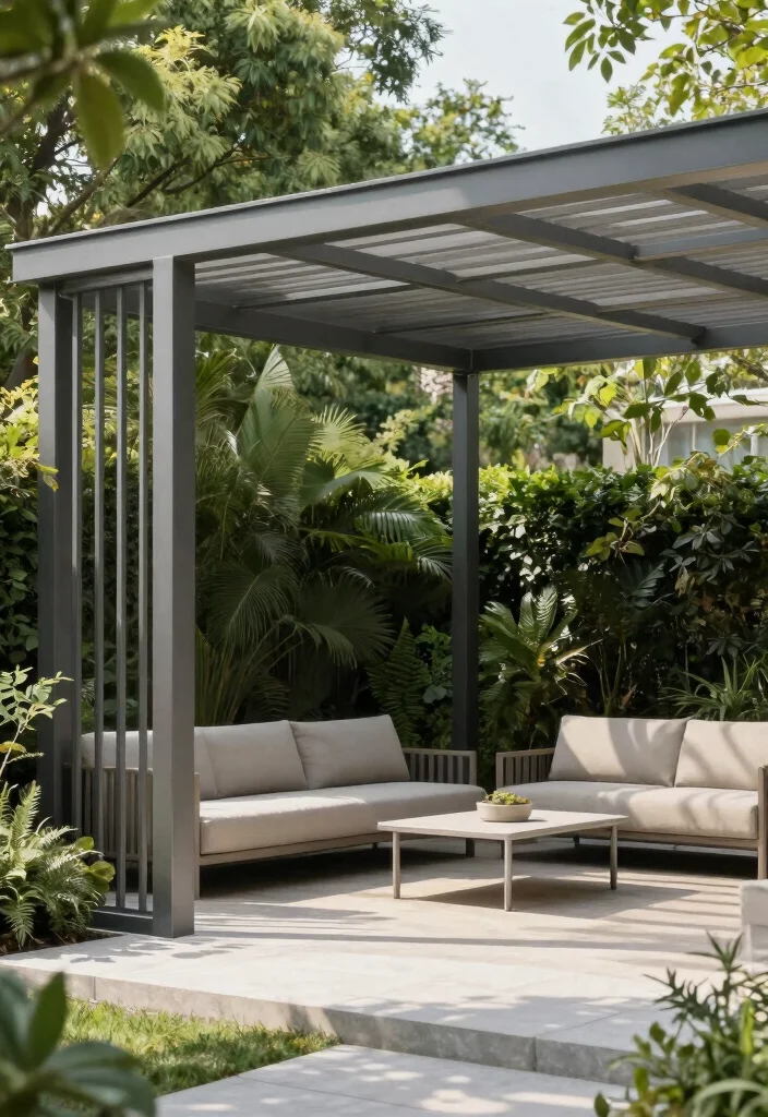 15 Metal Pergola Steel Ideas With Modern Edge - 2. Minimalist Chic 1