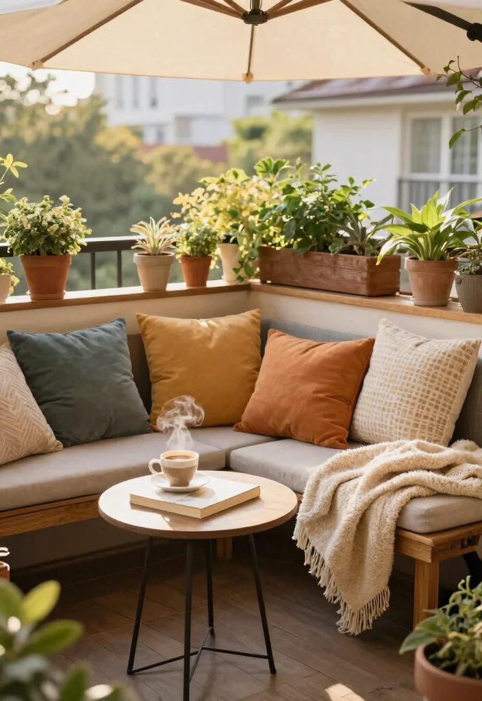 15 Narrow Balcony Ideas That Make Small Spaces Shine 2 15 Narrow Balcony Ideas That Make Small Spaces Shine - 2. Cozy Corner Nook 1