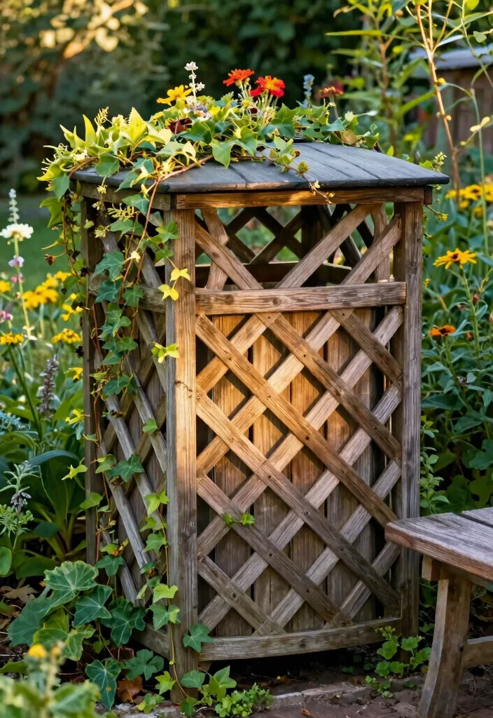 15 Trash Can Fence Ideas That Hide Clutter Stylishly - 1. Charming Lattice Design 1