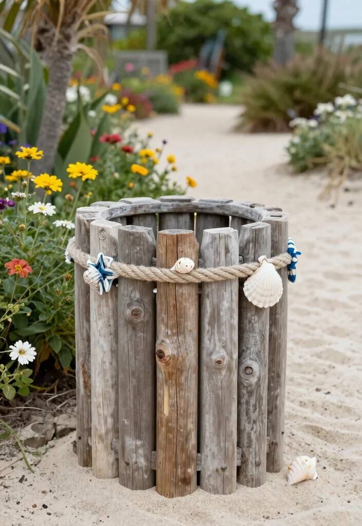 15 Trash Can Fence Ideas That Hide Clutter Stylishly - 12. Creative Beachy Vibe! 1