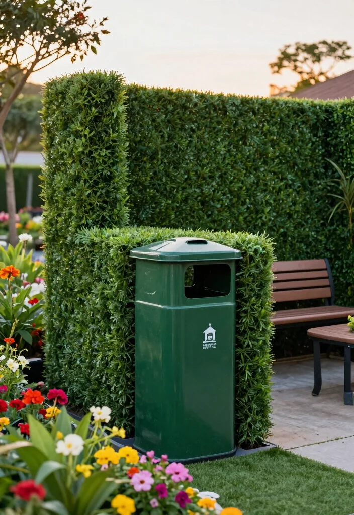 15 Trash Can Fence Ideas That Hide Clutter Stylishly - 6. Faux Hedge Fencing 1