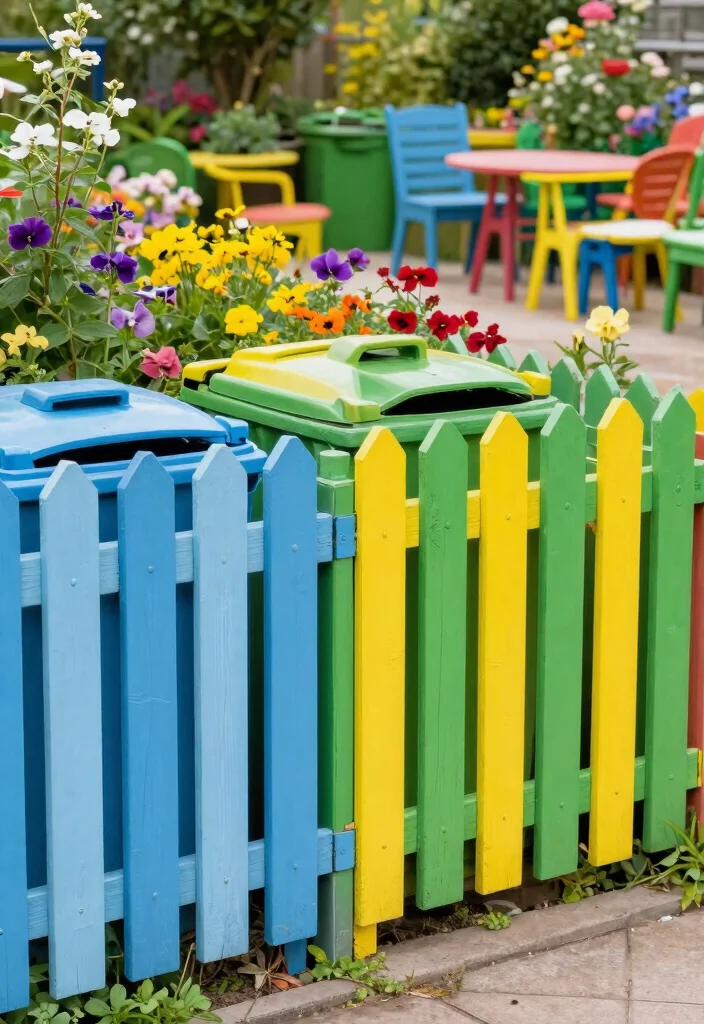 15 Trash Can Fence Ideas That Hide Clutter Stylishly - 8. Brightly Painted Wooden Fence 1
