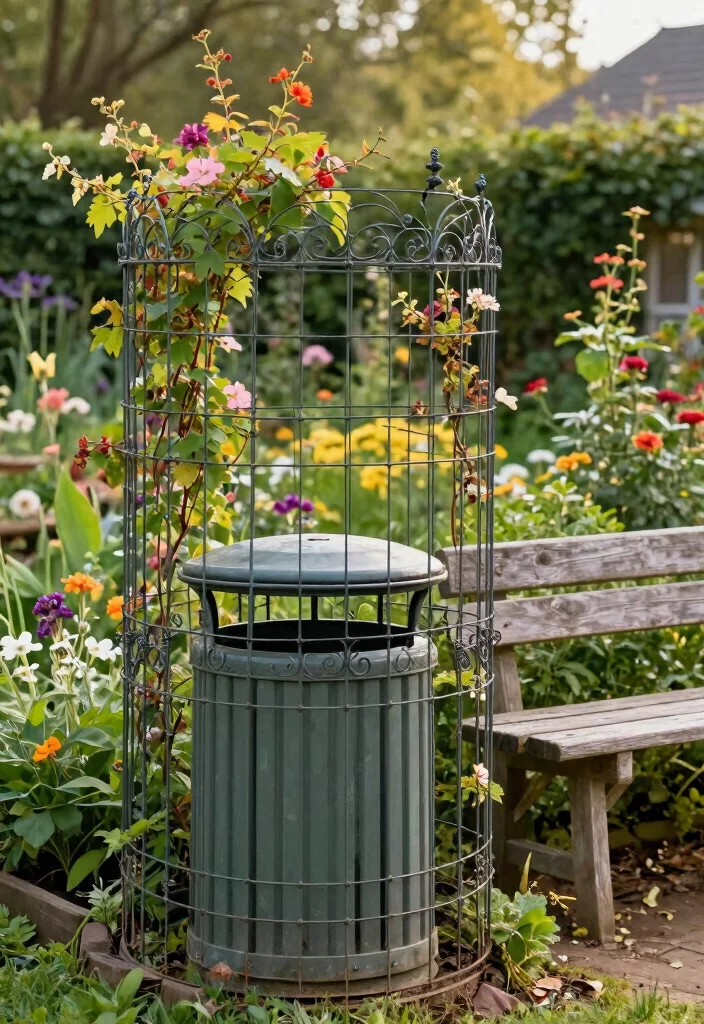 15 Trash Can Fence Ideas That Hide Clutter Stylishly - 9. Vintage-style Wire Fencing 1