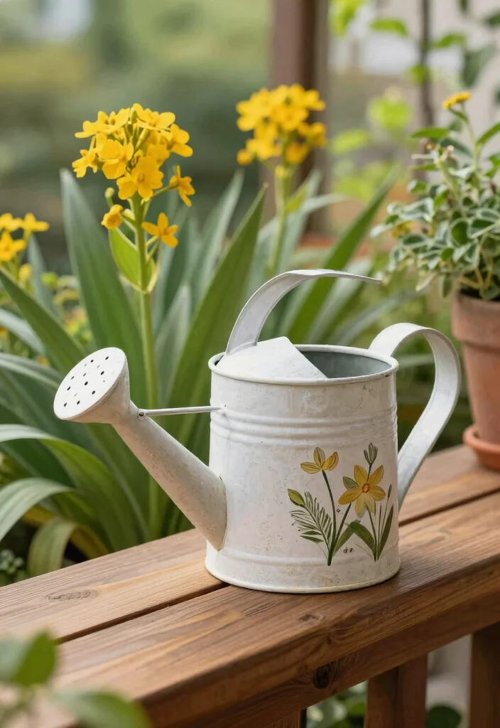 15 Tulasi Kota Designs in Balcony Ideas With Traditional Touch - 9. Eco-Friendly Watering Can 1