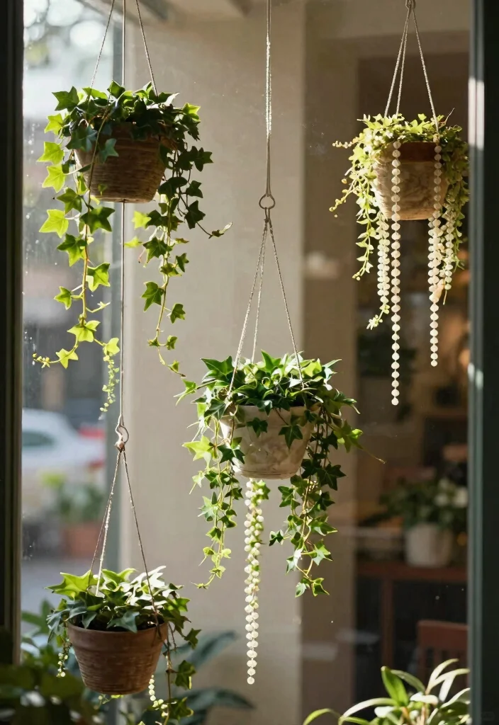 15 Window Planter Ideas That Add Instant Color 10 15 Window Planter Ideas That Add Instant Color - 10. Hanging Planters for Vertical Impact 1
