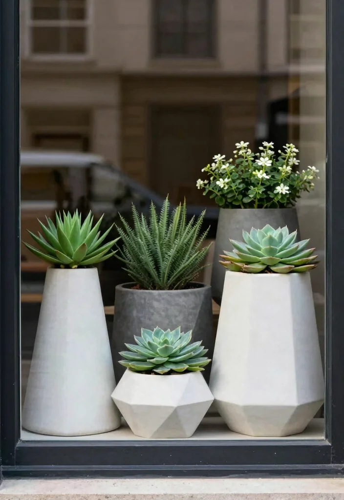 15 Window Planter Ideas That Add Instant Color 11 15 Window Planter Ideas That Add Instant Color - 11. Modern Geometric Planters 1