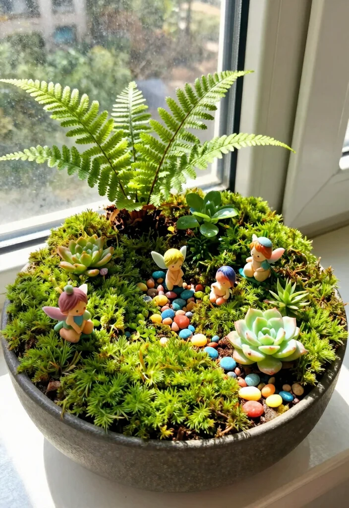 15 Window Planter Ideas That Add Instant Color 13 15 Window Planter Ideas That Add Instant Color - 13. Beautiful Fairy Garden in a Pot 1