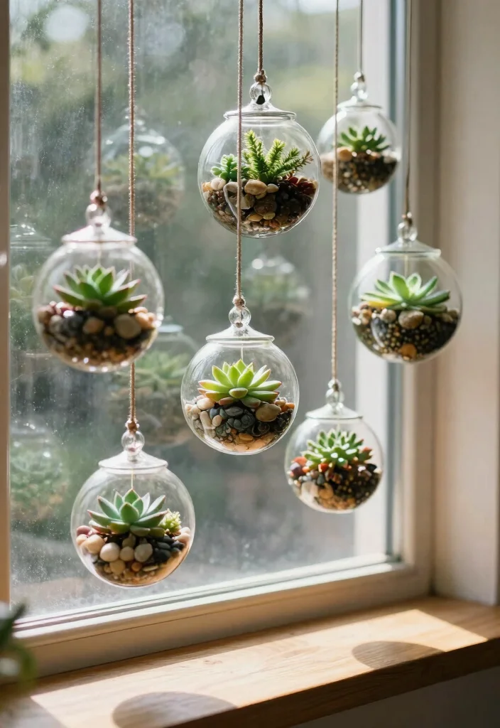 15 Window Planter Ideas That Add Instant Color 14 15 Window Planter Ideas That Add Instant Color - 14. Hanging Glass Terrariums 1