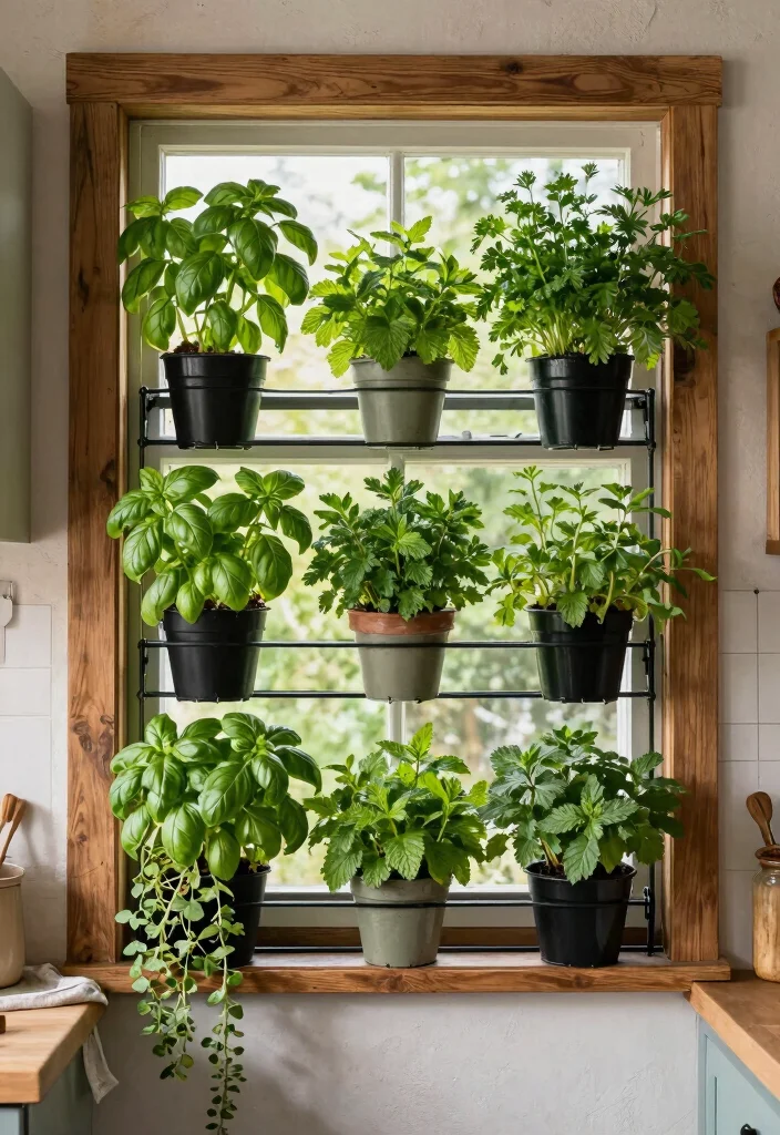 15 Window Planter Ideas That Add Instant Color 2 15 Window Planter Ideas That Add Instant Color - 2. Vertical Herb Garden 1
