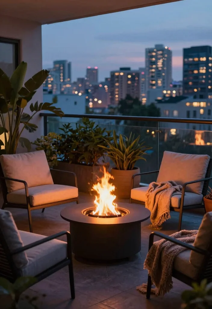 16 Back Balcony Ideas That Feel Private & Relaxing - 11. Fire Pits for Warmth 1