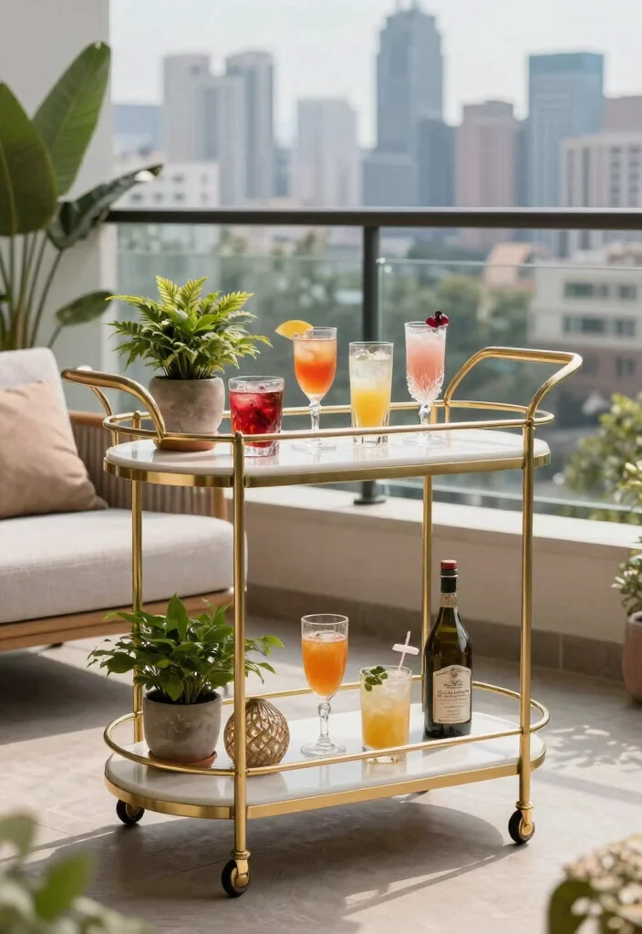 16 Back Balcony Ideas That Feel Private & Relaxing - 15. A Personal Bar Cart 1