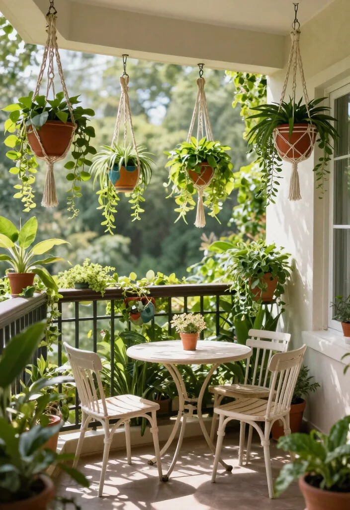 16 Back Balcony Ideas That Feel Private & Relaxing - 5. Hanging Planters 1