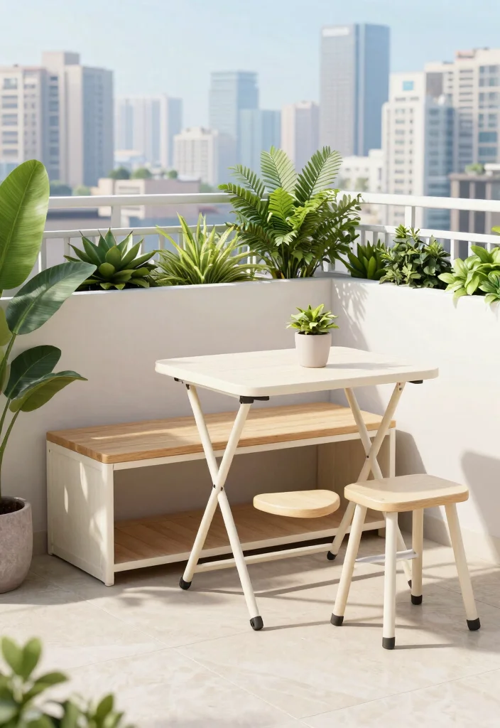 16 Back Balcony Ideas That Feel Private & Relaxing - 7. Multi-Purpose Furniture 1