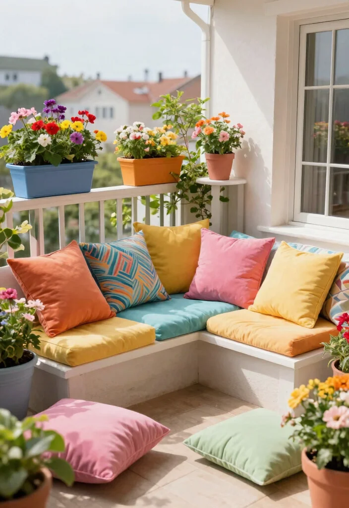 16 Back Balcony Ideas That Feel Private & Relaxing - 8. Colorful Accents 1