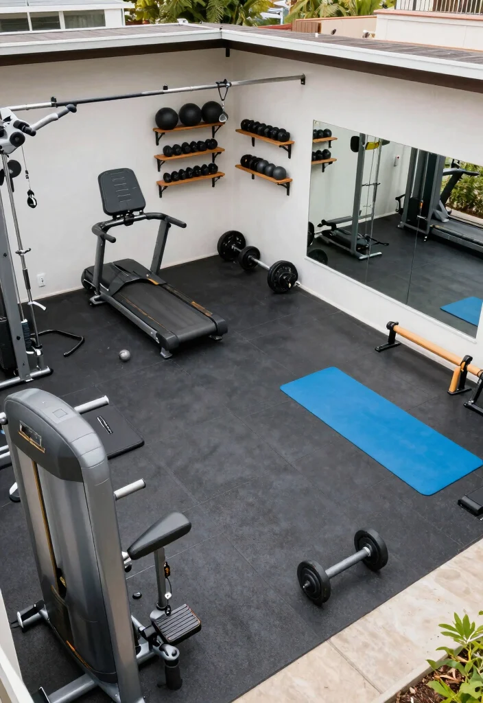 16 Backyard Gym Shed Ideas for a Functional Outdoor Studio - 10. Multi-Functional Workout Area 1