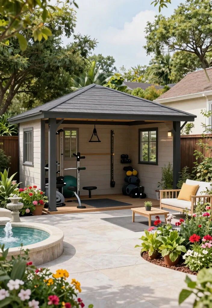 16 Backyard Gym Shed Ideas for a Functional Outdoor Studio - 11. Outdoor Workout Oasis 1