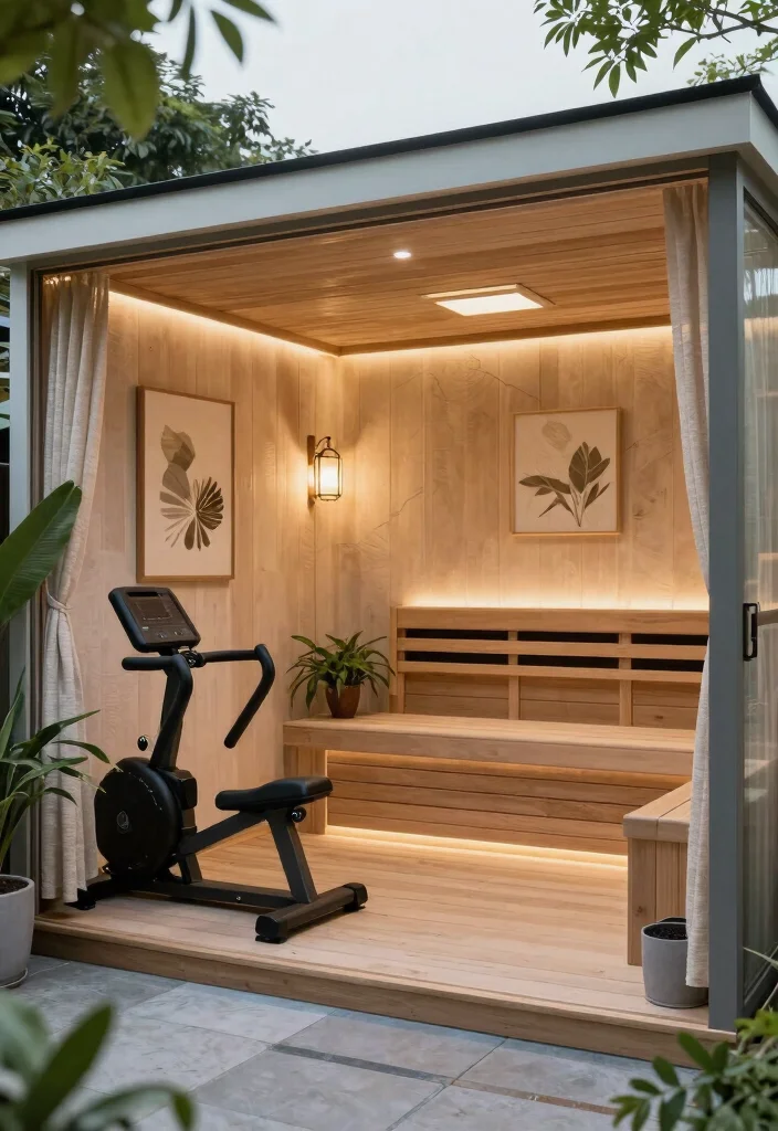 16 Backyard Gym Shed Ideas for a Functional Outdoor Studio - 16. Luxurious Spa-Inspired Gym 1