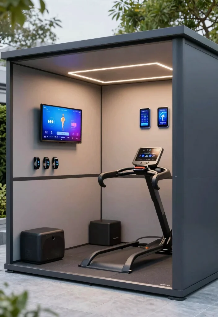 16 Backyard Gym Shed Ideas for a Functional Outdoor Studio - 9. High-Tech Fitness Hub 1
