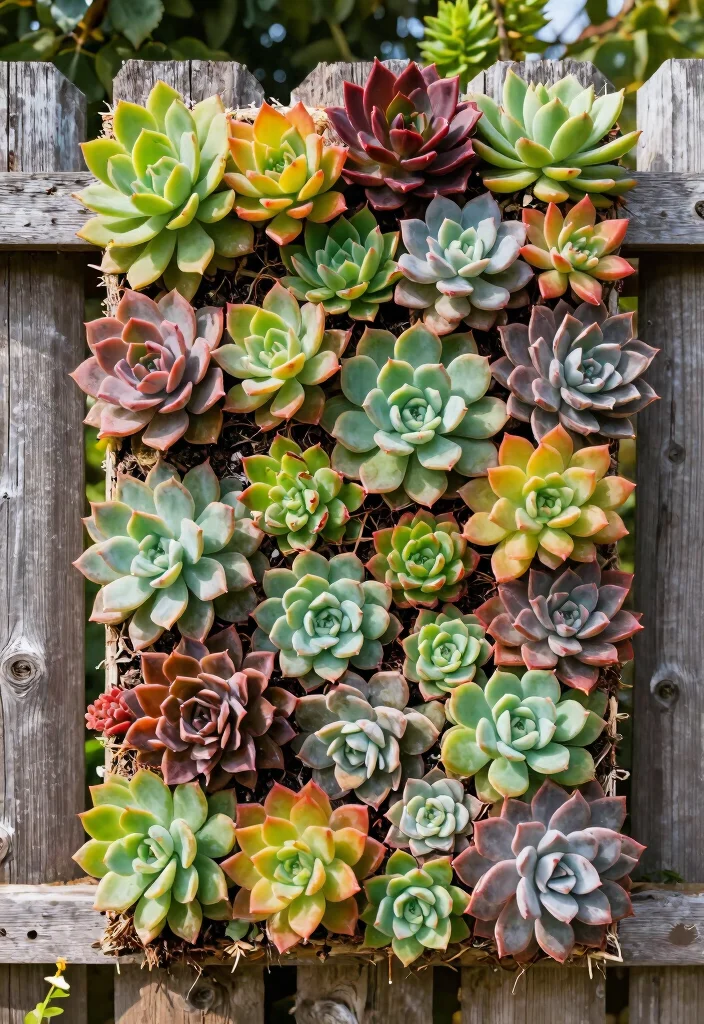16 Backyard Plants Along Fence Ideas With Lush Layers 10 16 Backyard Plants Along Fence Ideas With Lush Layers - 10. Vertical Succulent Garden 1