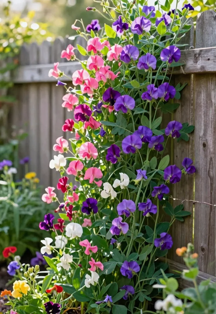 16 Backyard Plants Along Fence Ideas With Lush Layers 2 16 Backyard Plants Along Fence Ideas With Lush Layers - 2. Sweet Peas with Fragrant Blooms 1